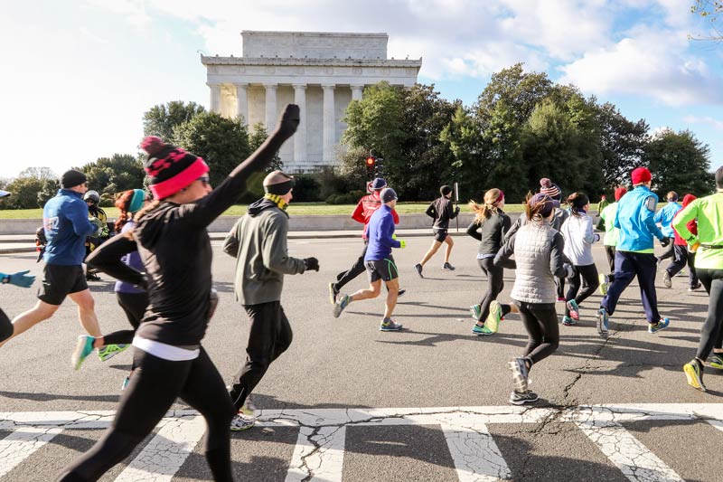 Runners participating in the Rock 'n' Roll Marathon in Washington, DC